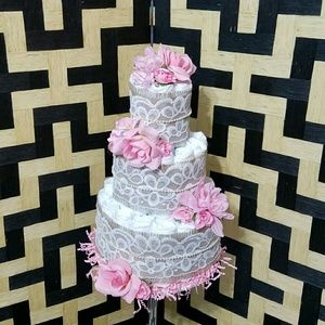 Rustic & Baby Pink diaper cake
